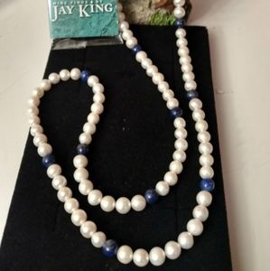 Jay King 36 inch pearls with lapis.